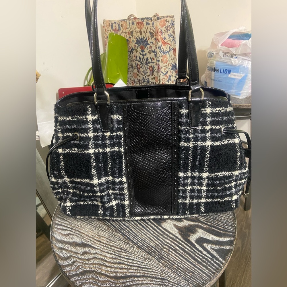 Coach plaid black and white vintage bag